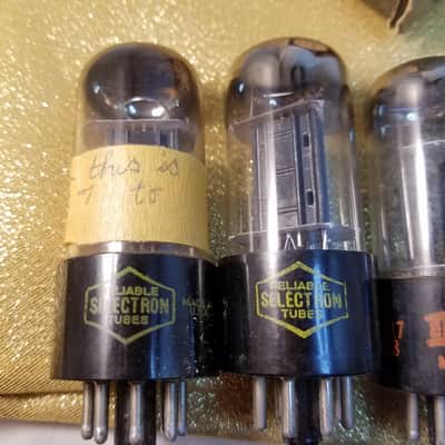 Westinghouse Matched Pair (2) 6SN7GTB tNOS AT1000 TESTED Vacuum Tubes black plate dual triode 1955-1958 image 1