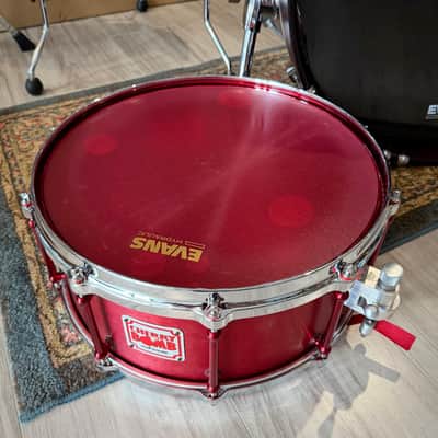 USED - Udrum Cherry Bomb 14"x6.5 Snare Drum, Red 3mm Aluminum [SKU 862411V] image 4