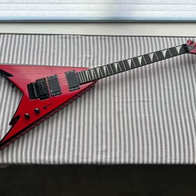 Jackson Pro Series Phil Demmel Signature Demmelition Pro King V, NOS condition, NECK-THRU construction, Floyd Rose Tremolo, Active EMG pickups, RED with BLACK BEVELS, with OEM Jackson FLYING V Hardshell Case, original accessories image 1