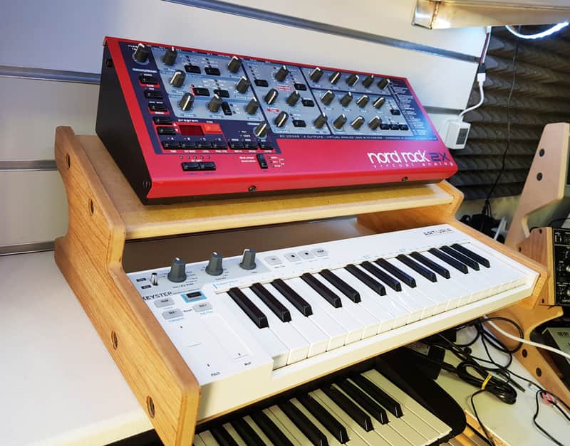 Arturia Keystep Oak Veneer Stand with Additional Shelf image 1