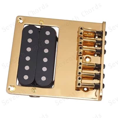 Gold Vintage Tele Style Guitar Bridge with Humbucker Pickup image 2