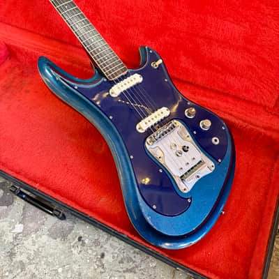 Guyatone LG-350T Sharp 5 c 1967 Blue sparkle original vintage MIJ Japan bizarre guitar guya image 2