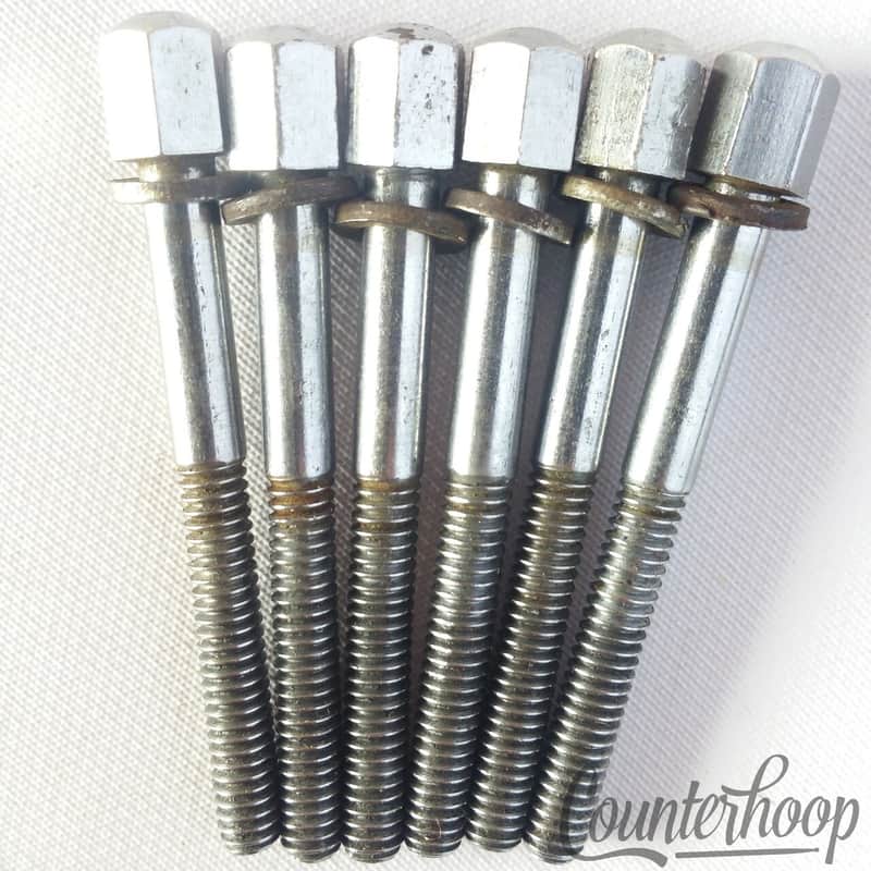 Walberg&Auge 6x 2" Hex T-Rods Tom/Snare Drum Tensioner Chrome USA W&A Leedy 40s image 1