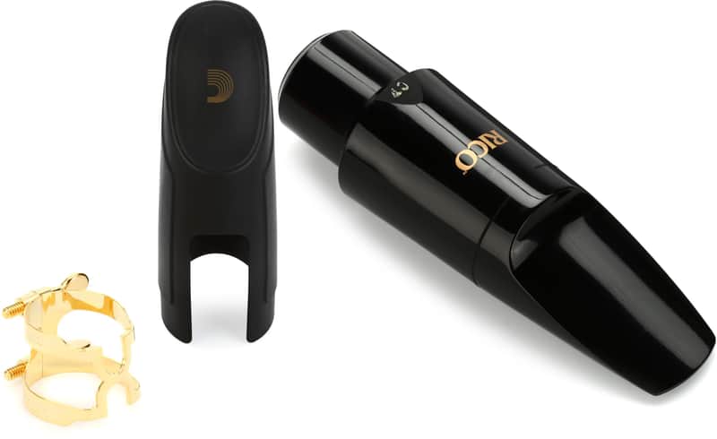 D'Addario HTS1G H Ligature and Cap for Hard Rubber Tenor Saxophone Mouthpiece - Gold  Bundle with D'Addario RRGMPCTSXC7 Graftonite Tenor Saxophone Mouthpiece - C7 image 1