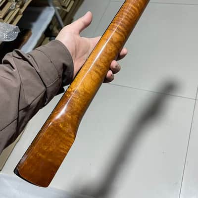 Left hand Round End stainless steel 22frets gloss roasted flame Maple Electric guitar neck Rosewood fingerboard image 8