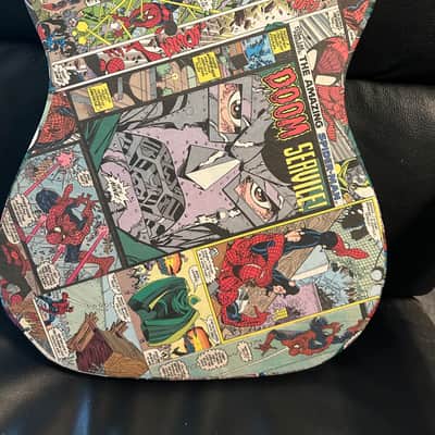 Custom Telecaster Tele Body w/Hand applied Spiderman/Dr. Doom Comic book panels image 2