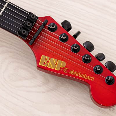 1980s ESP Custom Shop Vintage Superstrat “T. Shibahara” Pink Sunburst w/ Floyd Rose, Dimarzio & Case image 4