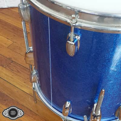 Slingerland early 1960s 3 ply bop toms 12" rack tom 14" floor tom Blue Sparkle image 7