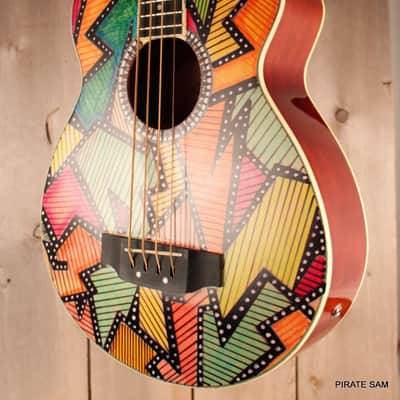 Washburn AB5K Custom Art 4-String Acoustic Bass "The Puzzle Factory " w /gig bag image 10