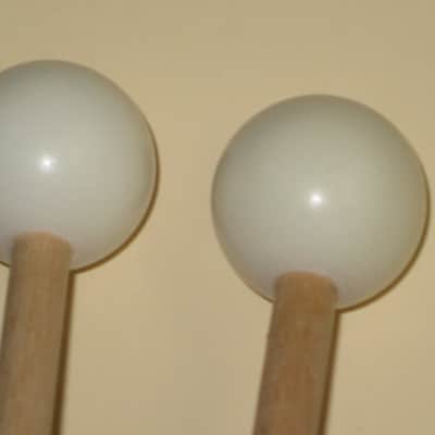 ONE pair new old stock (with packaging) Malletech OR45B Orchestra Series Mallets (Bells, Xylophone, Glock and multi-percussion) 1 and 1/8" Hard Heavy White Ball Heads, Orchestra Length Birch Handles (from around 2019) Made in USA image 20