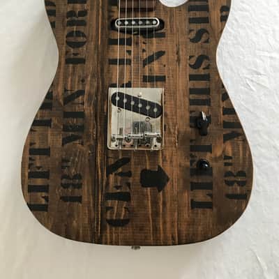 Electric Guitar - Brown Reclaimed Wood - T-Style - Fork Lift 027 image 1