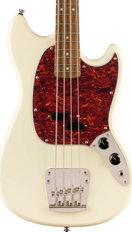 Squier Classic Vibe '60s Mustang Bass Short-Scale 4-String Bass Guitar, Laurel Fingerboard, Olympic White image 1