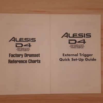 Alesis D4 External Trigger Quick Set up Guide and Factory Drumset Reference Chart 1991