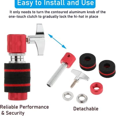 Hi-hat Clutch, Hi Hat Stand for 6 mm Rod, Aluminum Hi-hat Clutch Cymbal Standard Hi-Hat Stands for Jazz Drum Parts Accessories, Red image 4