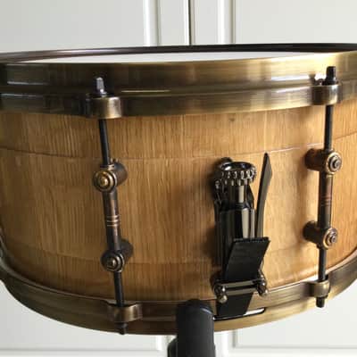 Scott’s Custom Drums 6 1/2”x14” oak stave snare drum 2024 - Natural lacquer image 13