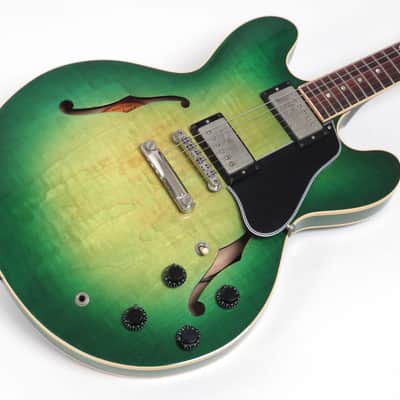 1997 Gibson ES-335 59 Dot Reissue Custom Shop - Rare Green Burst Finish - Figured Top - Custom Order One Off image 6