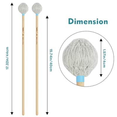 Professional Marimba Mallets -M3 Hard Yarn Heads with Beech Wood Handle Keyboard Percussion Accessories for Xylophone Glockenspiel Vibraphone with Professionals and Advanced Players image 2