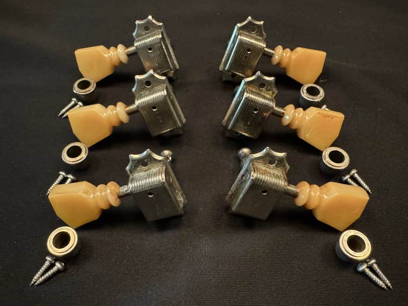 Gibson Historic Custom Shop Kluson Aged Relic Nickel Single Line Double Ring 1960 R0 KD-3-NPKDRSL 3x3 Guitar Tuning Machines image 1