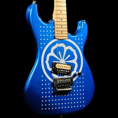 Used Kramer Baretta Custom Graphics "White Lotus" - White Lotus Candy Blue image 5
