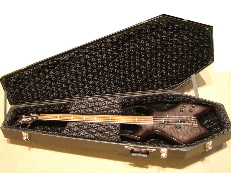 B.C. Rich Warlock Electric Bass Guitar NJ Neck-Thru Series Coffin Case Very Good Condition image 1