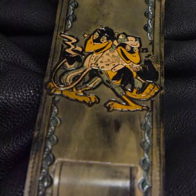 Guitar Leather strap 3.5" Black Crowes this is custom but will show anything can go on a strap image 23