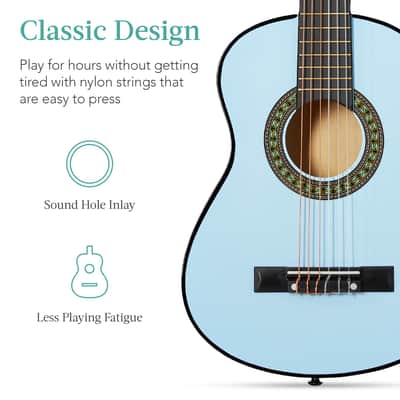 Best Choice Products Kids Acoustic Guitar Beginner Starter Kit with Carrying Case - 30in-Natural Mahogany image 12