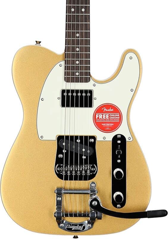 Squier Classic Vibe Custom Telecaster SH Electric Guitar with Bigsby, Parchment Pickguard, Aztec Gold TGF33 image 1