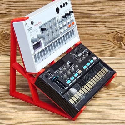 The Analog Source 2 Tier Red Desktop Stand for Korg Volca Beats Bass FM Keys Nubass Loop Mix Sample Synthesizer Mixer Drum Rhythm Machine Sampler image 5