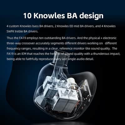 FiiO FA19 10 Balanced Armature in Ear Monitors | Audiophile Earphones with Detachable Pure Silver MMCX Headphone Cable image 4