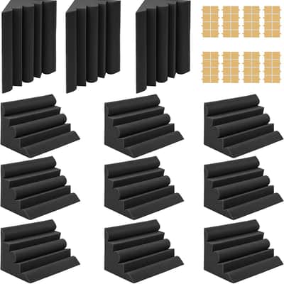 12 Pack Set 7" X 7" X 12" Acoustic Foam Bass Traps Corner Studio Foam with Adhesive Tape image 2