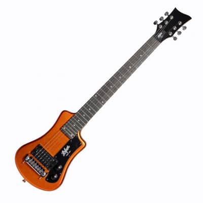 Hofner HOF-HCT-SH-MO-O Shorty Electric Travel Guitar - Metallic Orange - with Gig Bag image 3