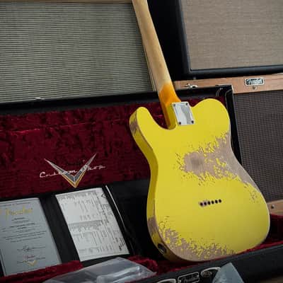 Fender Custom Shop 1964 HS Tele Heavy Relic Grafitti Yellow, Aus Erstbesitz! Custom Color, SD Neck Humbucker uvm. 2021 - Grafitti Yellow Relic image 21