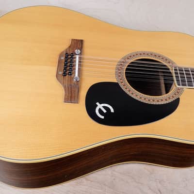 Epiphone FT-165 Bard DeLuxe 12 String Acoustic Guitar MIJ 1970's Natural w/ Ibanez Hard Case image 8