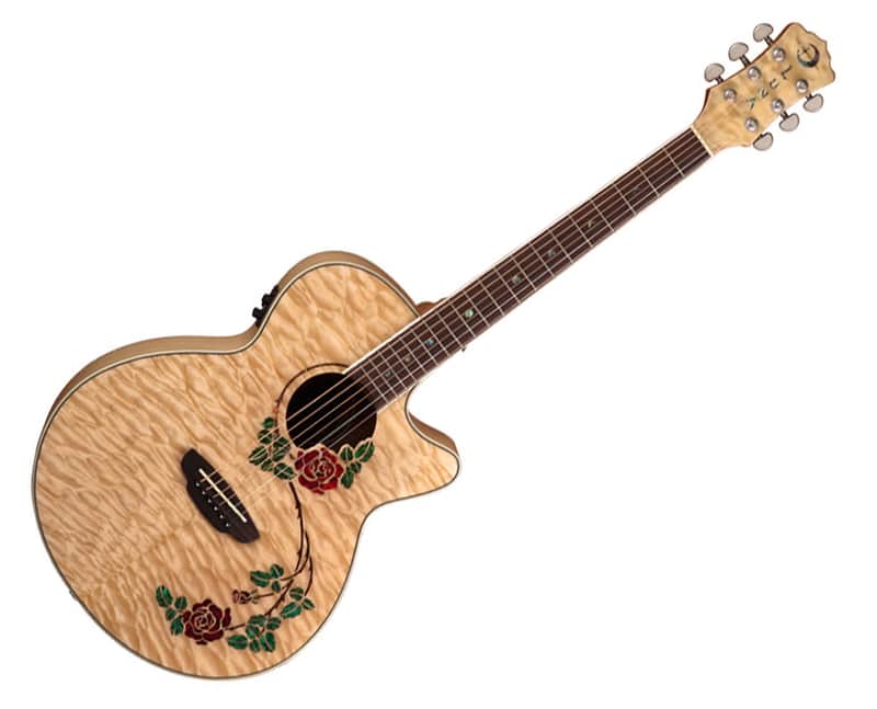Luna Flora Rose Folk Acoustic-Electric Guitar Natural image 1