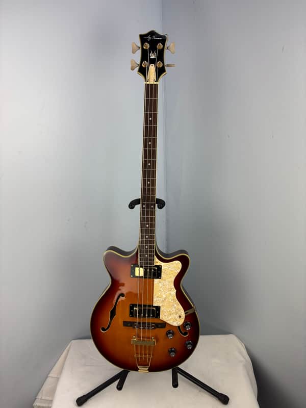 Jay Turser Hollow Body Electric Bass Guitar w/ Hardshell Case – Tobacco Sunburst image 1