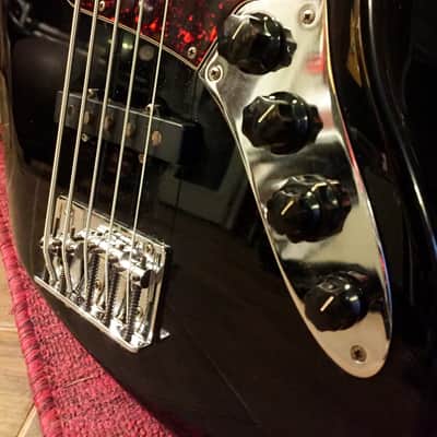 Fender Deluxe Active Jazz Bass V 5 string MIM Mexico black GREAT player CLEAN image 9