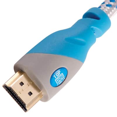Top Dog Cables - TD-01WBB3 - Gold Premium 3' High Speed HDMI Cable with Ethernet - White/Blue - 3D HD Gaming Systems PC DVD TV Blu Ray image 2