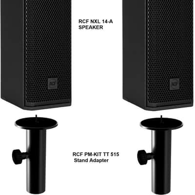 2x RCF NXL 14-A COMPACT 6" ACTIVE 2-Way Speakers 2100 Watts + 2x RCF PM-KIT TT 515 Pole Mount Stand Adapters image 1