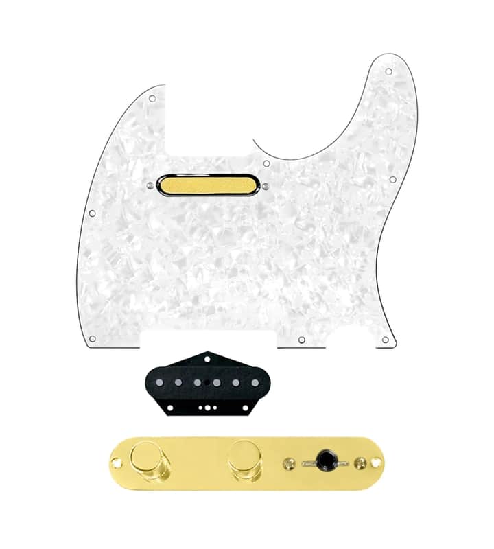 920D Custom Gold Foil Pickup 4 way Reverse Knobs Forward Loaded White Pearl / Gold Pickguard for Tele Guitars image 1