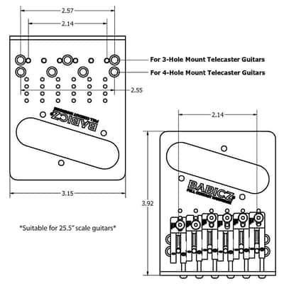 Babicz FCH Original Series Hardtail Telecaster Bridge (Chrome) image 3