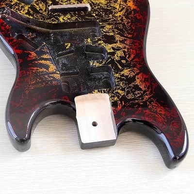 Red Yellow Custom Finish Guitar Strat Style Poplar Wood Body image 4