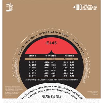 D'Addario C-Guitar Strings Normal EJ45 - Classic Guitar Strings image 3