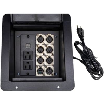MCSPROAUDIO Recessed Stage Floor Box with Passthrough Connectors - 6 XLR Female, 1 XLR Male, 1 Ethernet, 2 USB, Duplex AC image 5