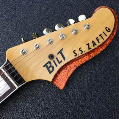 Bilt S.S. Zaftig Tangerine Flake w/3 Lollar Gold Foil Pickups, Block Inlays, & Mastery Vibrato image 5
