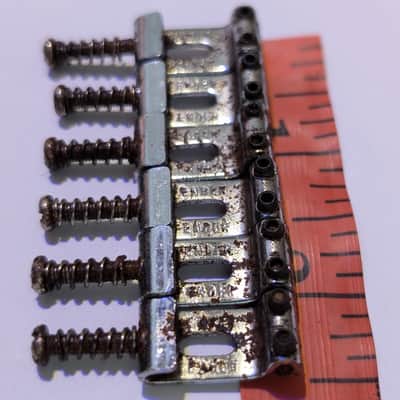 Vintage Fender 007-5123-049 American Standard Stratocaster Bridge Saddles (6) 1990s - Chrome - from MIM strat Relic’d OLD Real aged by years image 2