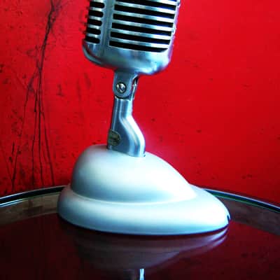 Vintage 1940's Shure 55 / 55S dynamic microphone satin chrome w S-36 desk stand Elvis 55S # 9 image 13
