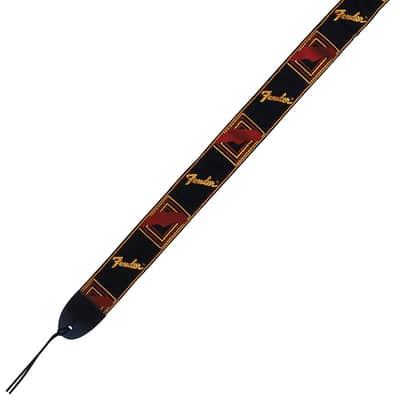 Fender 2 inch Monogrammed Guitar Strap, Black/Yellow/Red image 2
