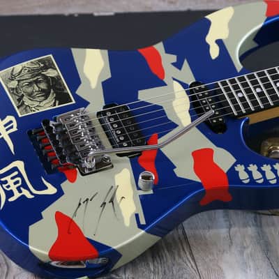 Vintage Signed Twice! ESP Kamikaze II George Lynch Signature 1988 Blue Camo + OHSC image 2
