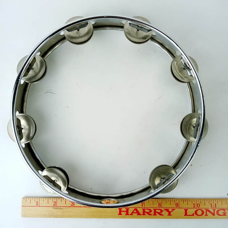 Japan 10"x2" Steel-Chrome Tambourine Vintage 60s Percussion Instrument MIJ 8x image 1