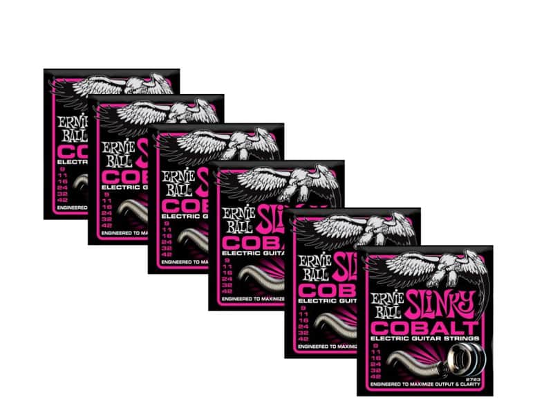 6 Pack Ernie Ball 2723 Cobalt Super Slinky Electric Guitar Strings (9-42) image 1